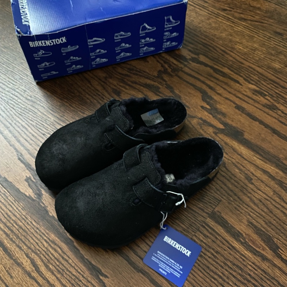 BIRKENSTOCK BOSTON CLOGS WITH FUR